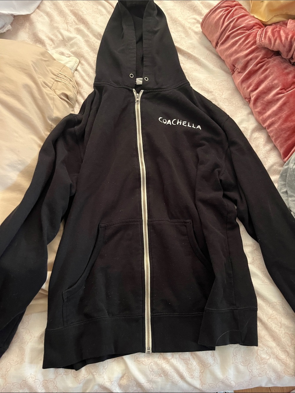 Coachella Black Zip-Front Hoodie Jacket